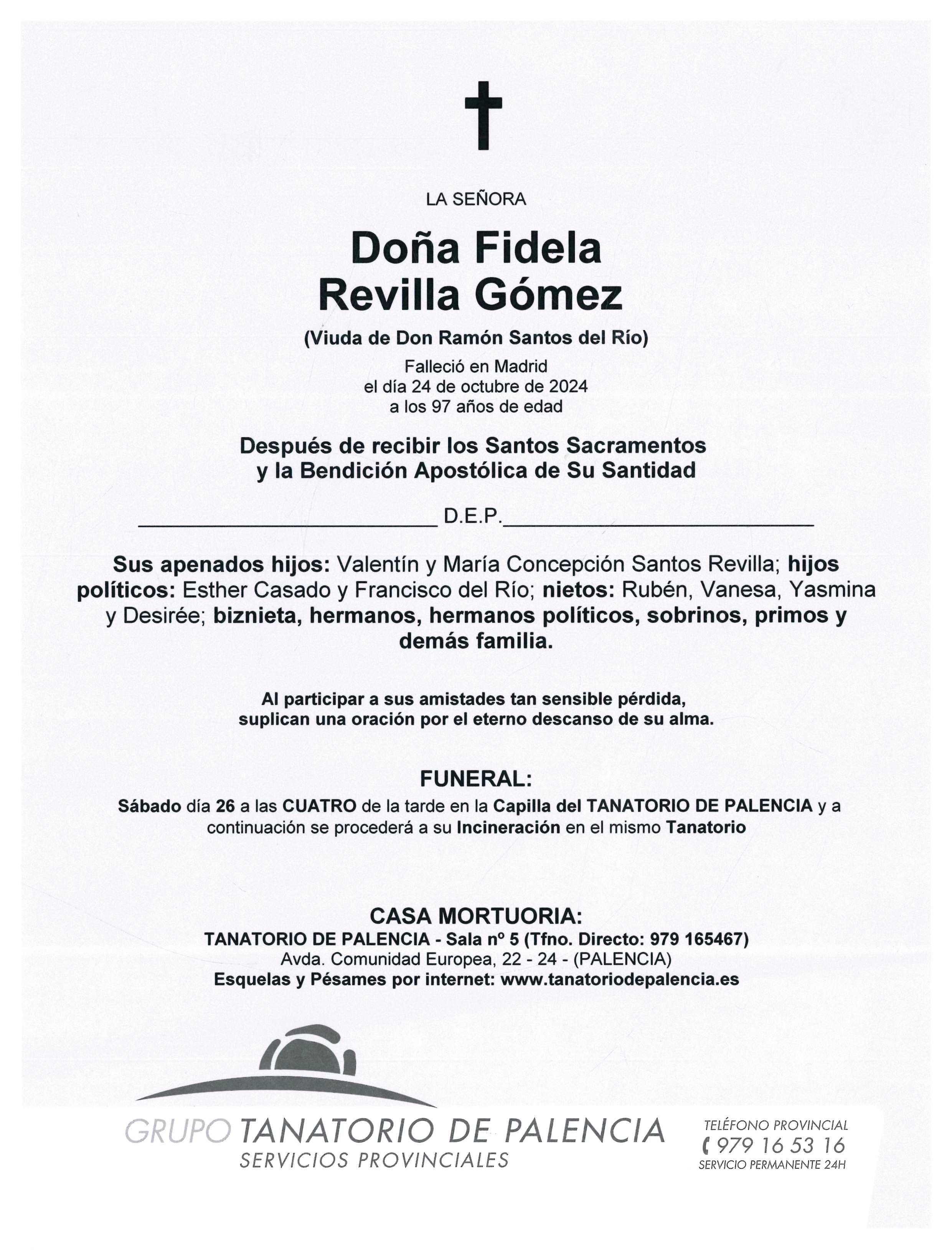 LA SEÑORA DOÑA FIDELA REVILLA GÓMEZ